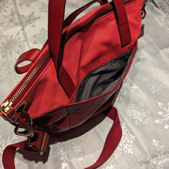 Red Leather Fossil Tote Bag - Picture 7 of 7